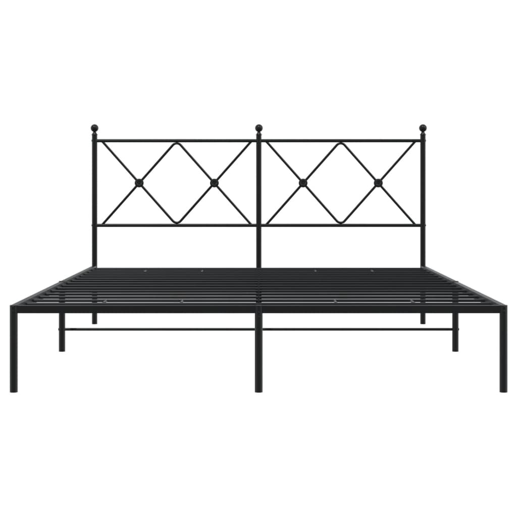 Metal Bed Frame without Mattress with Headboard Black 59.1"x78.7"