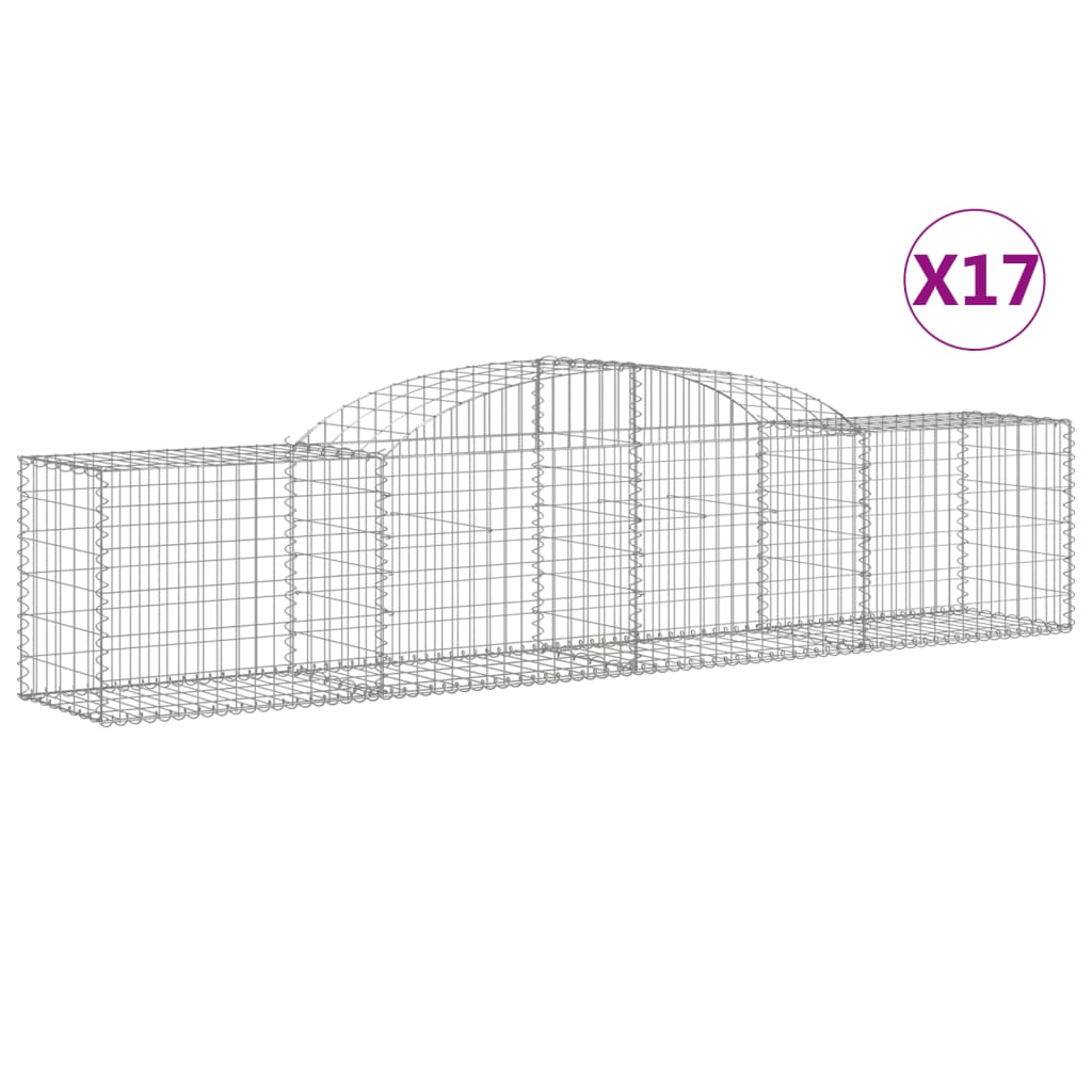 Arched Gabion Baskets 17 pcs 118.1"x19.7"x23.6"/31.5" Galvanized Iron