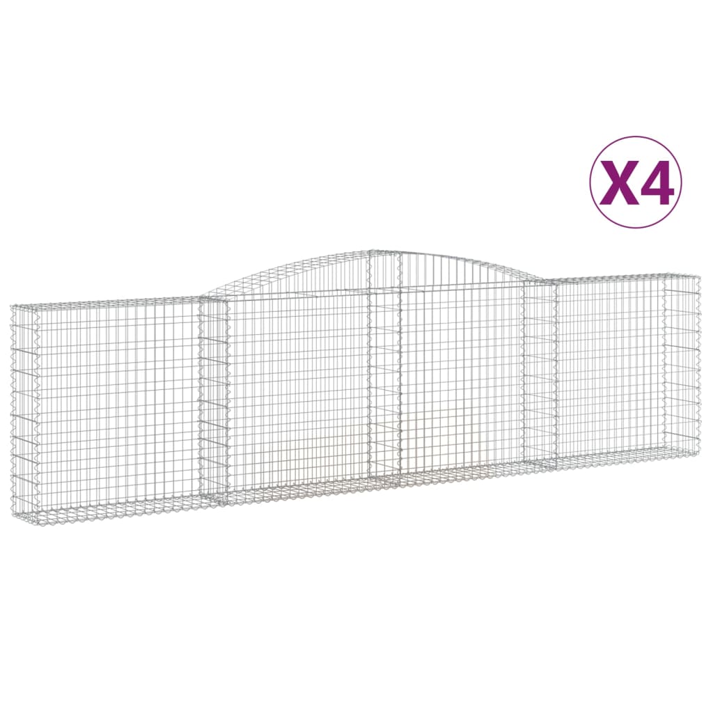 Arched Gabion Baskets 4 pcs 157.5"x11.8"x39.4"/47.2" Galvanized Iron