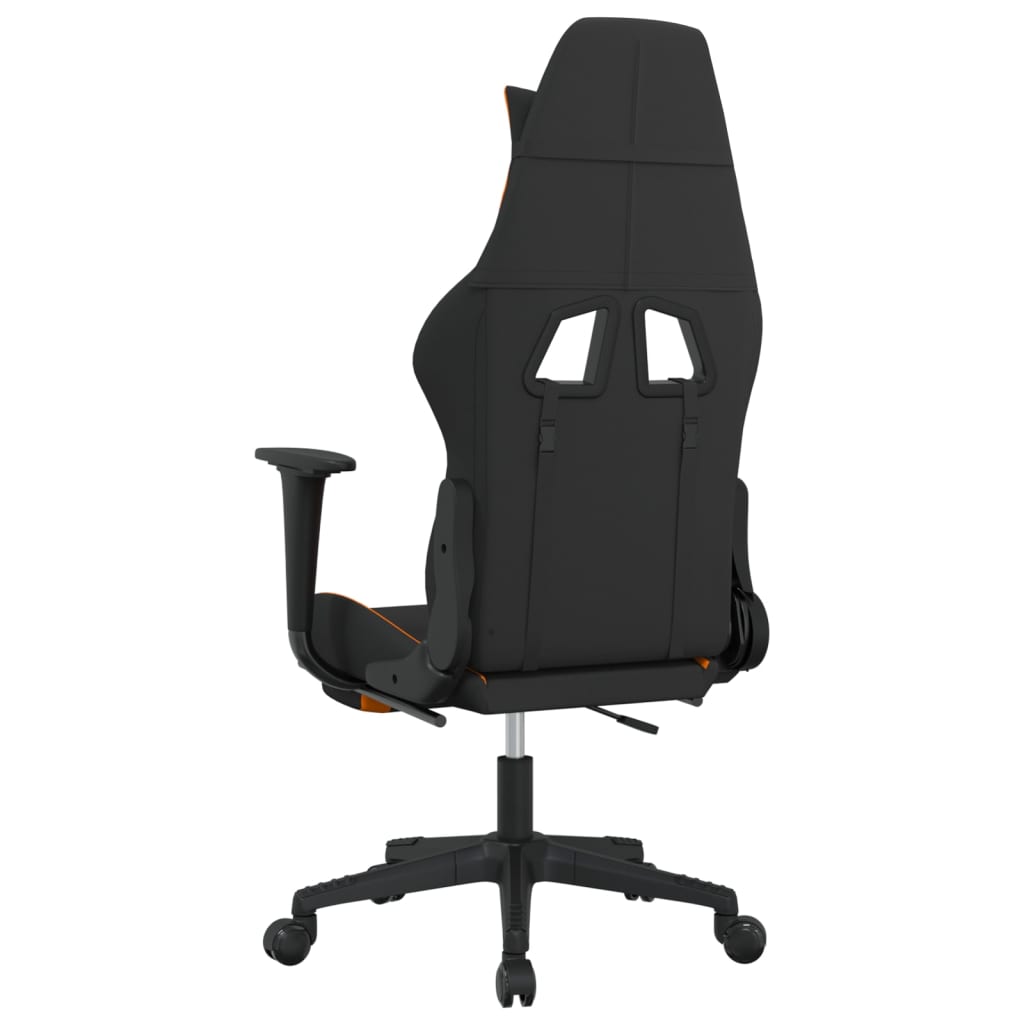 Gaming Chair with Footrest Black and Orange Fabric