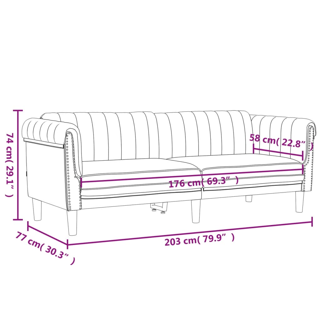 Sofa 3-Seater Dark Gray Velvet