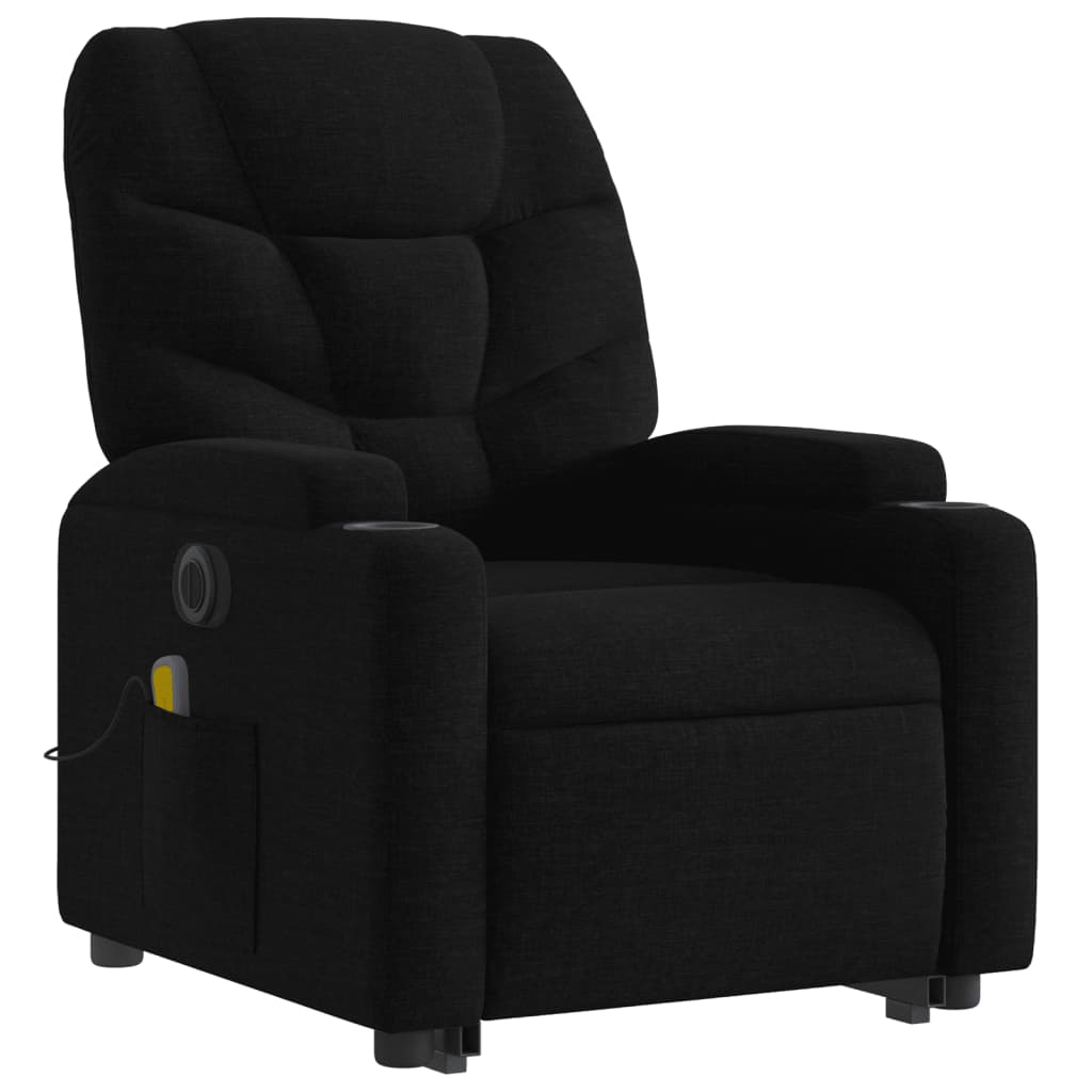 Electric Stand up Massage Recliner Chair Black Fabric