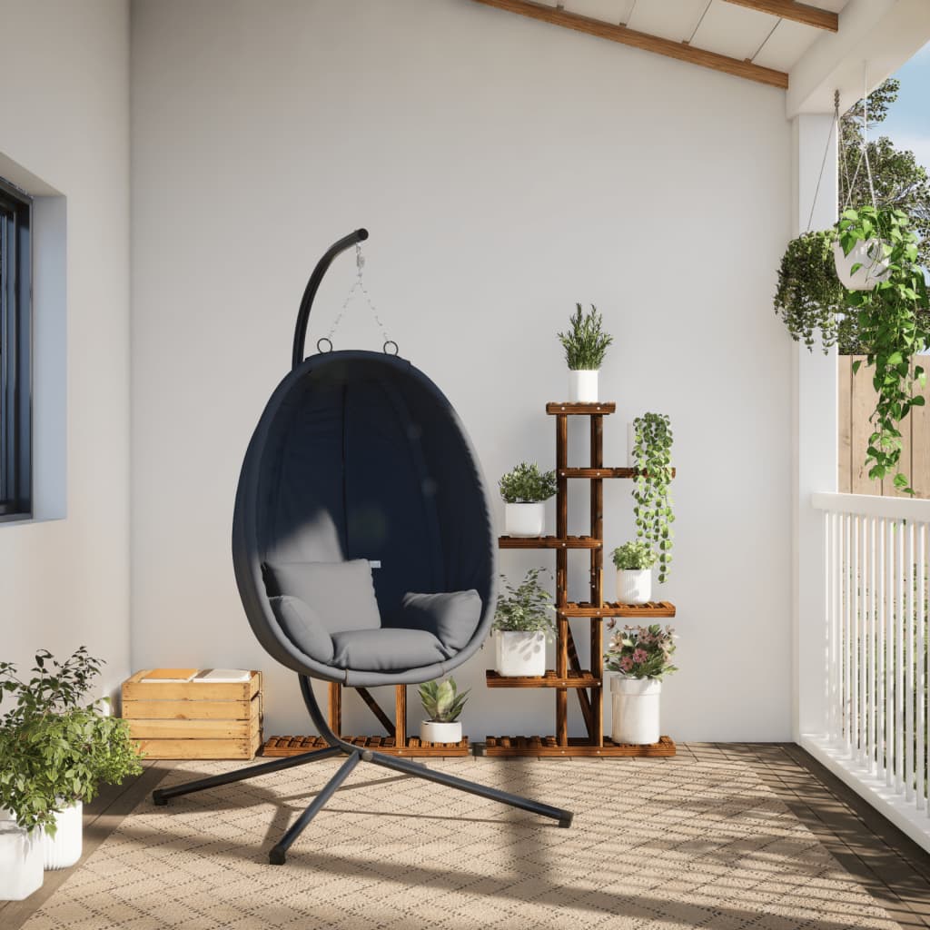 Hanging Egg Chair with Stand Anthracite Fabric and Steel