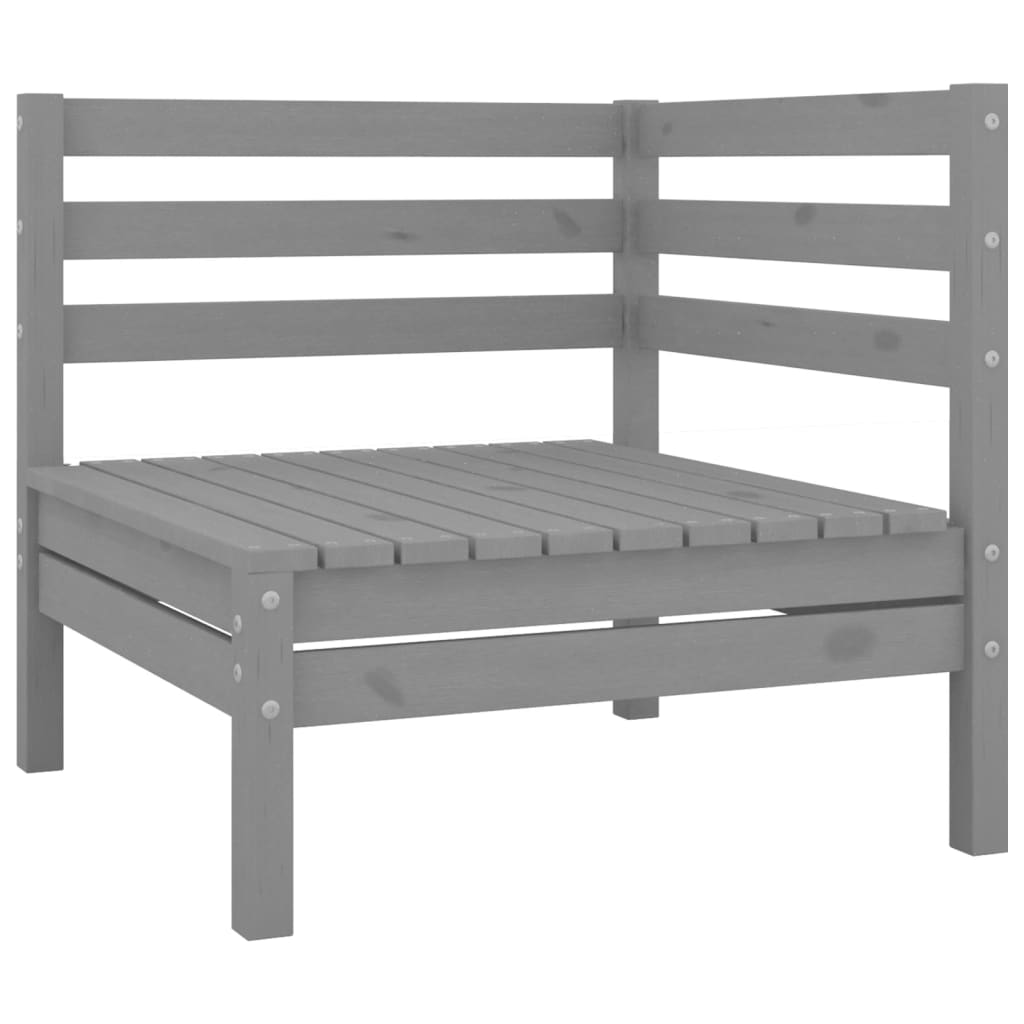 3 Piece Patio Lounge Set Solid Wood Pine Gray