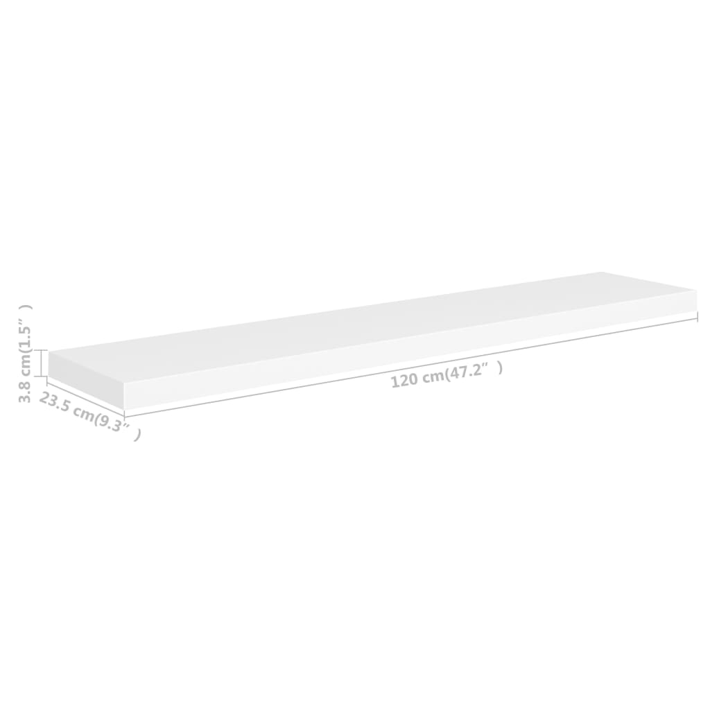 Floating Wall Shelves 4 pcs White 47.2"x9.3"x1.5" MDF