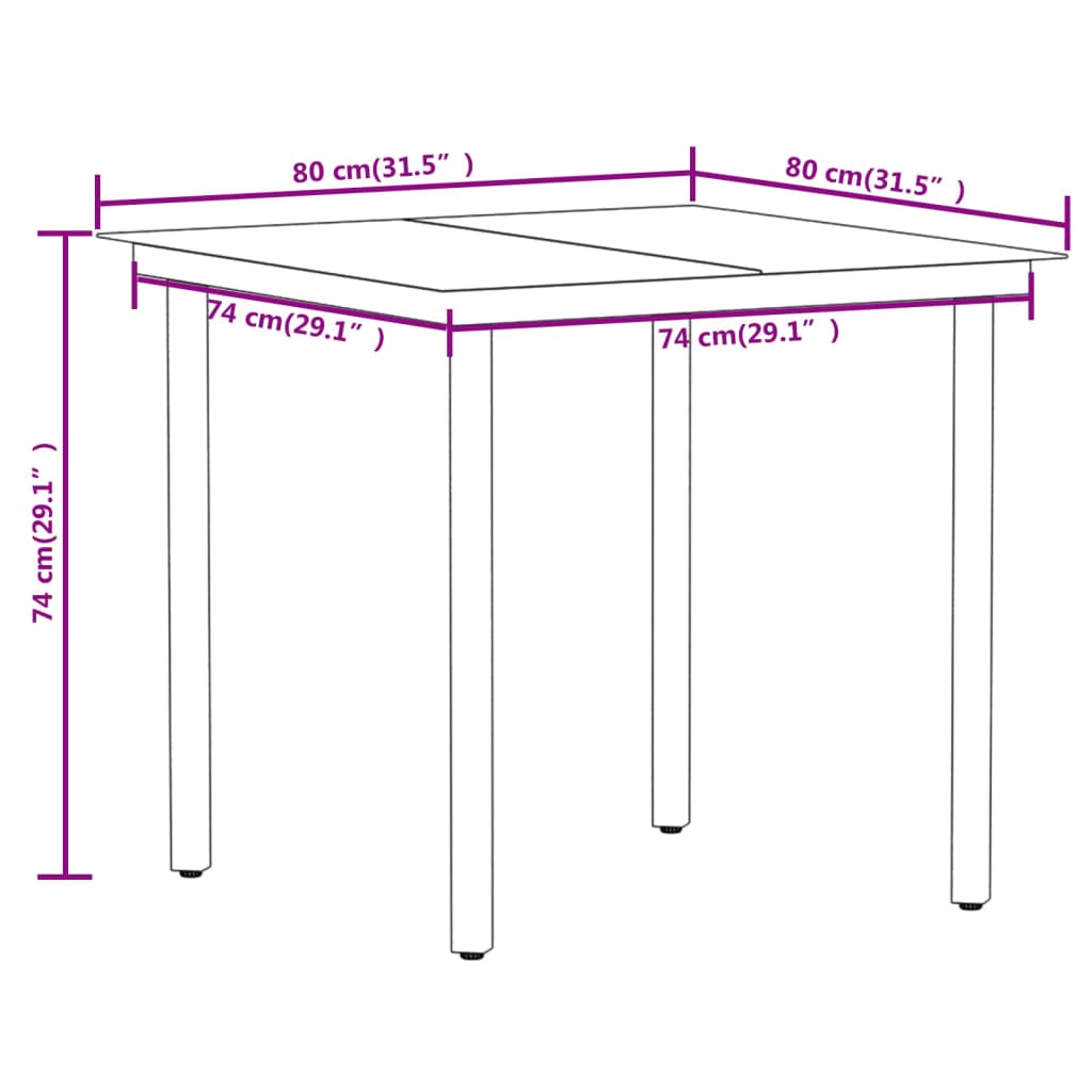 5 Piece Patio Dining Set Black