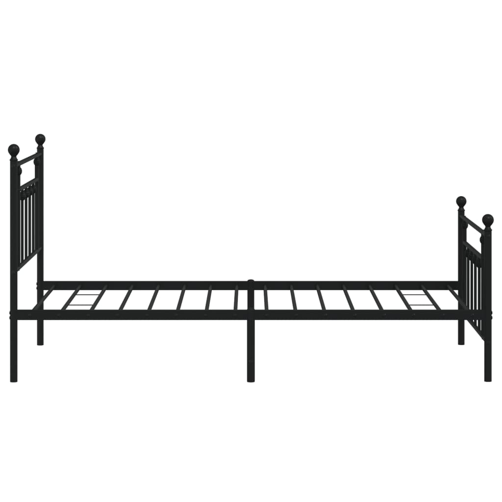 Metal Bed Frame without Mattress with Footboard Black 39.4"x74.8"