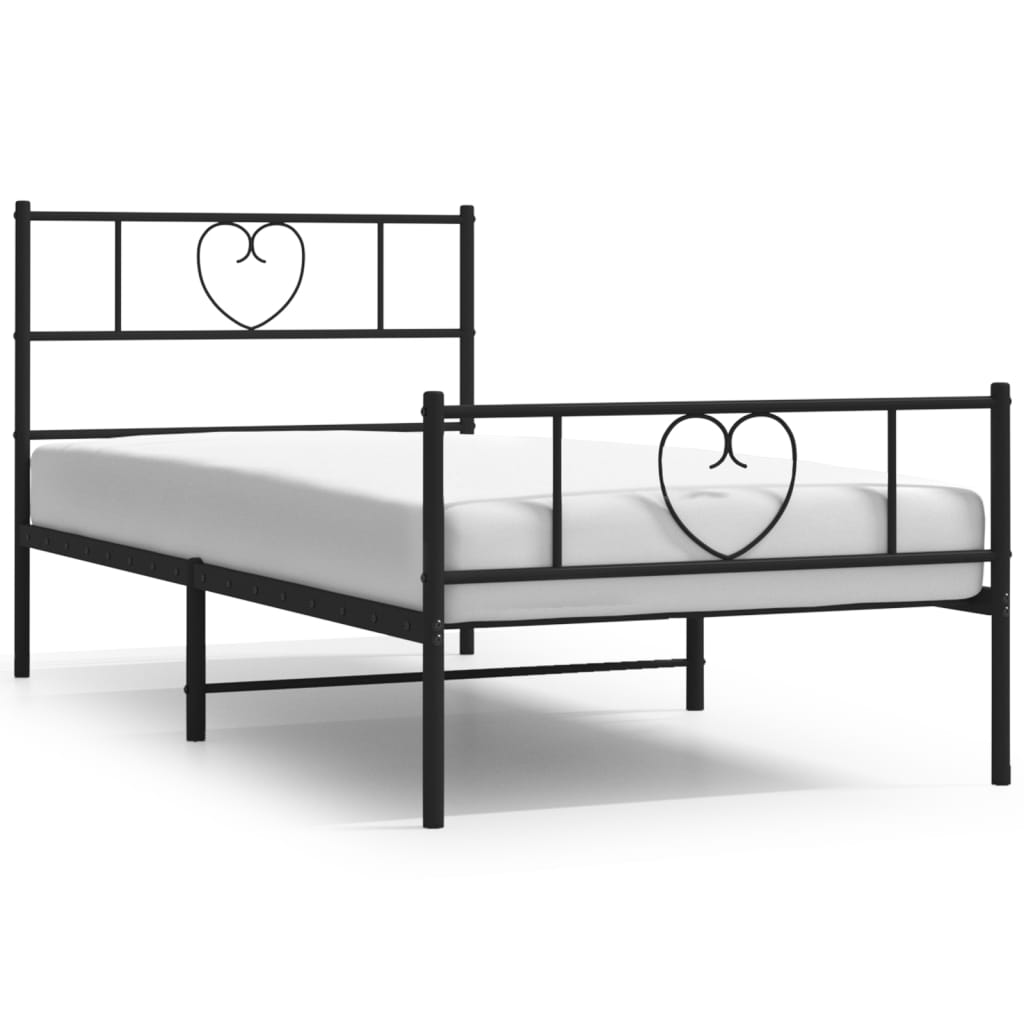 Metal Bed Frame without Mattress with Footboard Black 39.4"x78.7"