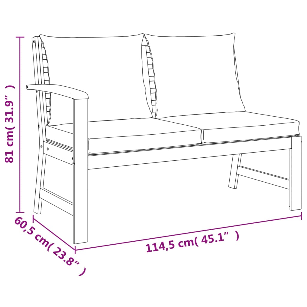 4 Piece Patio Dining Set with Cushions Solid Wood Acacia