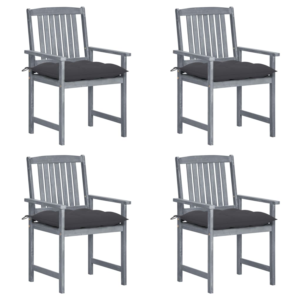 Patio Chairs with Cushions 2 pcs Gray Solid Acacia Wood