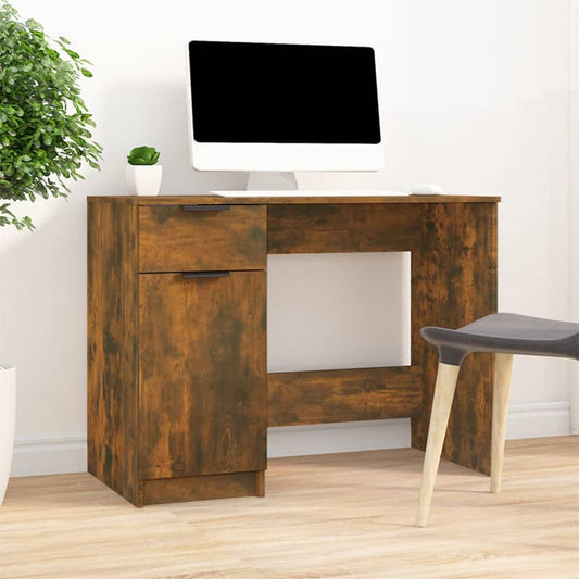 Desk Smoked Oak 39.4"x19.7"x29.5" Engineered Wood