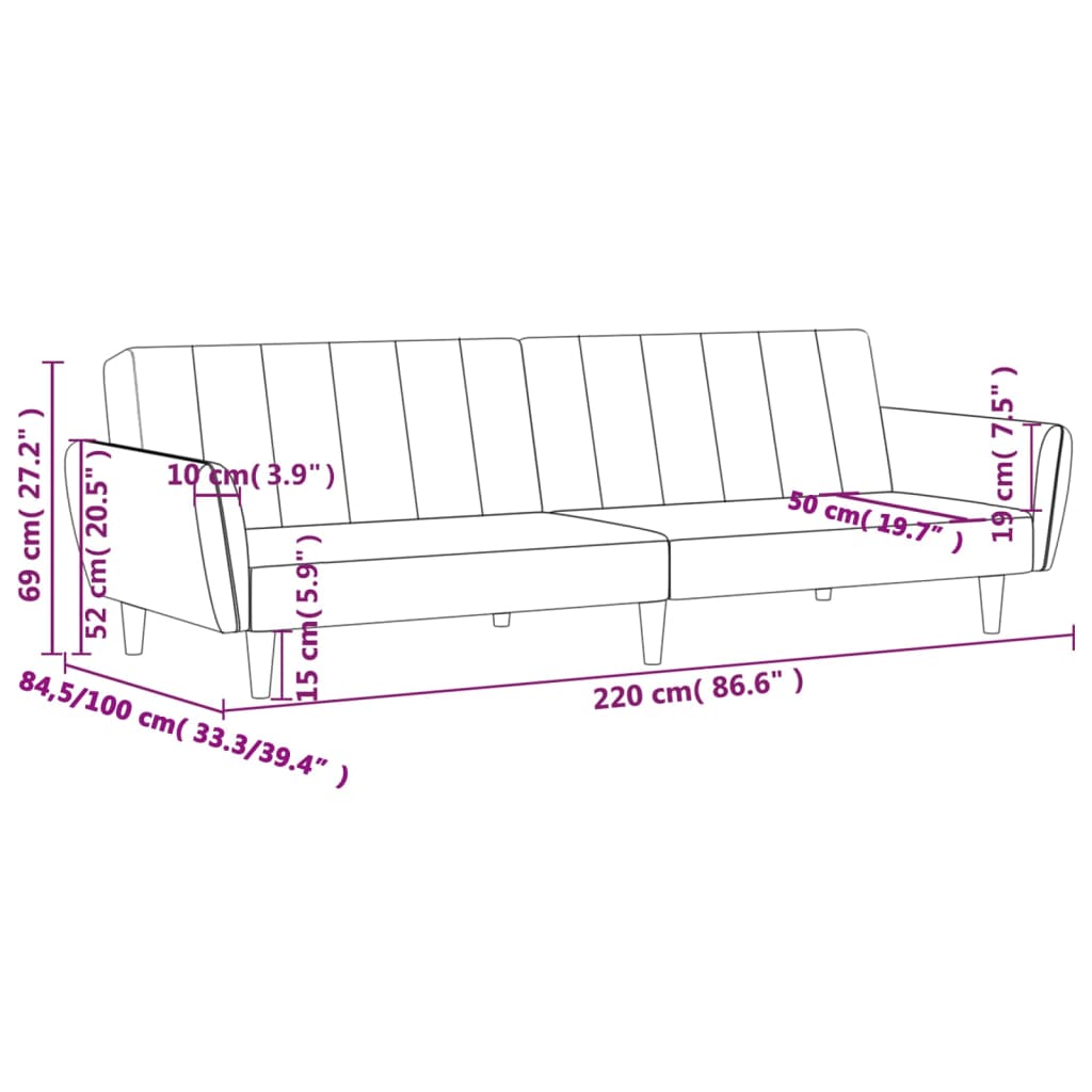 2-Seater Sofa Bed Dark Gray Fabric