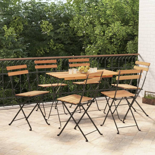 Folding Bistro Chairs 6 pcs Solid Wood Teak and Steel