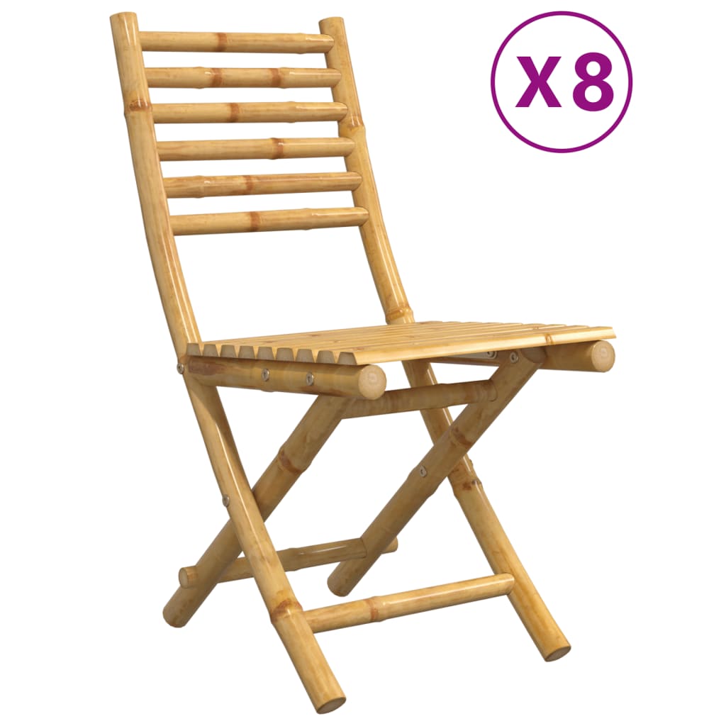 Folding Patio Chairs 8 pcs 16.9"x21.3"x34.6" Bamboo