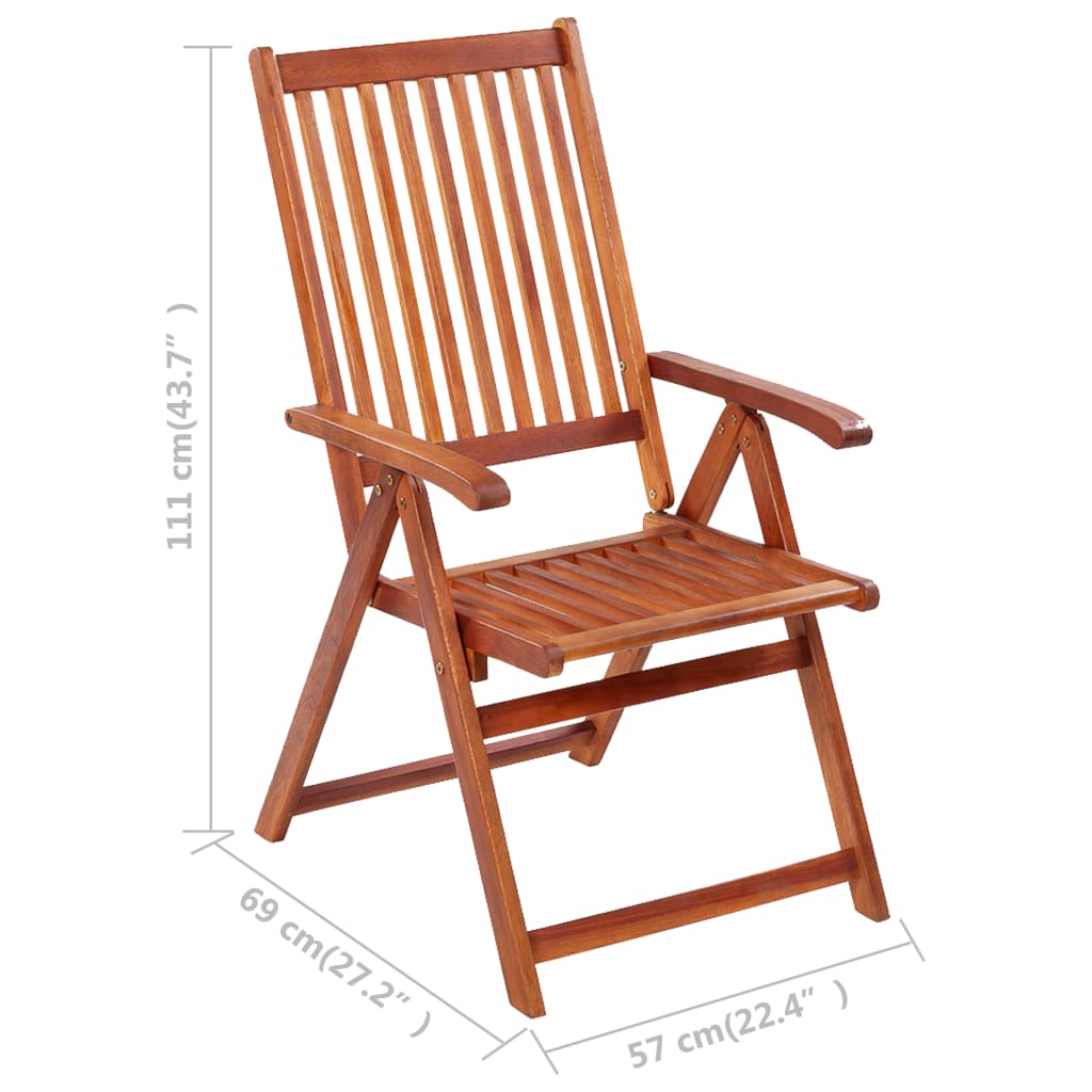 Folding Patio Chairs 3 pcs with Cushions Solid Acacia Wood