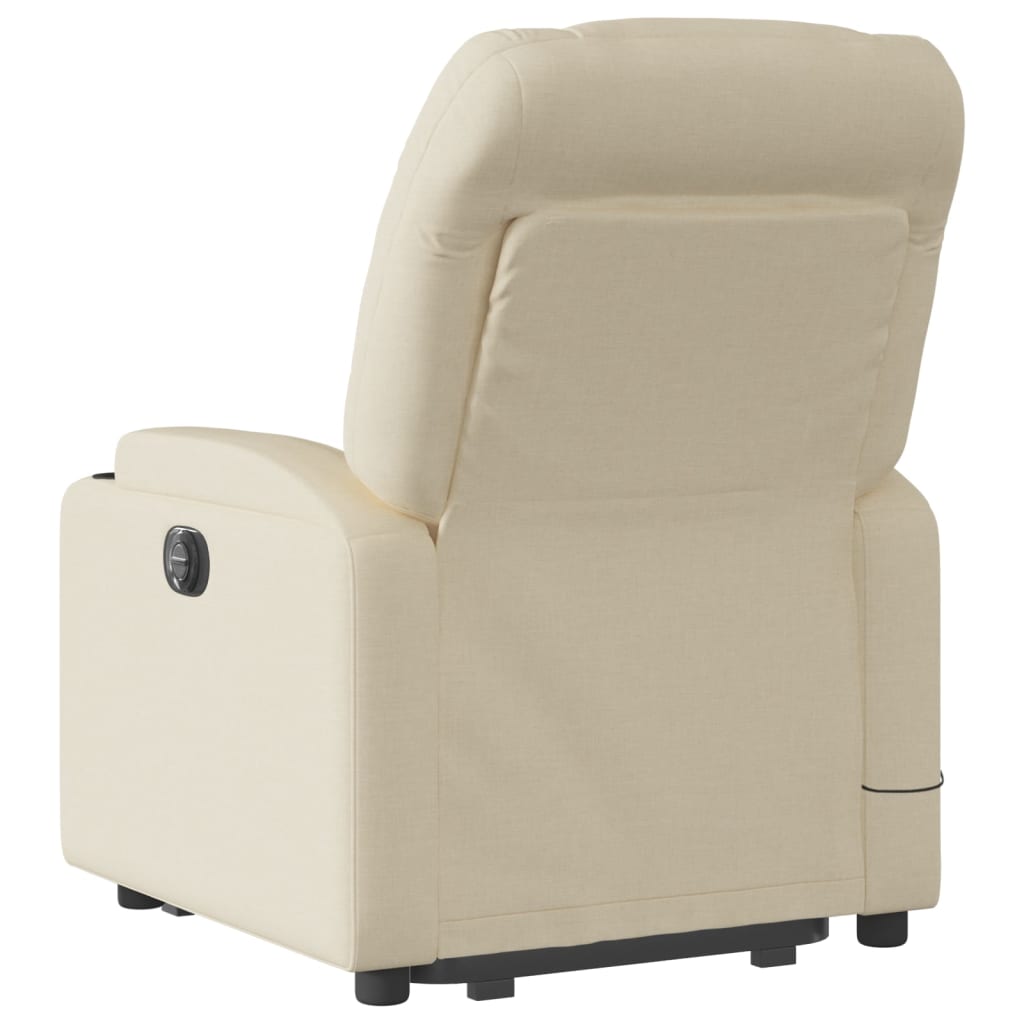 Electric Stand up Massage Recliner Chair Cream Fabric