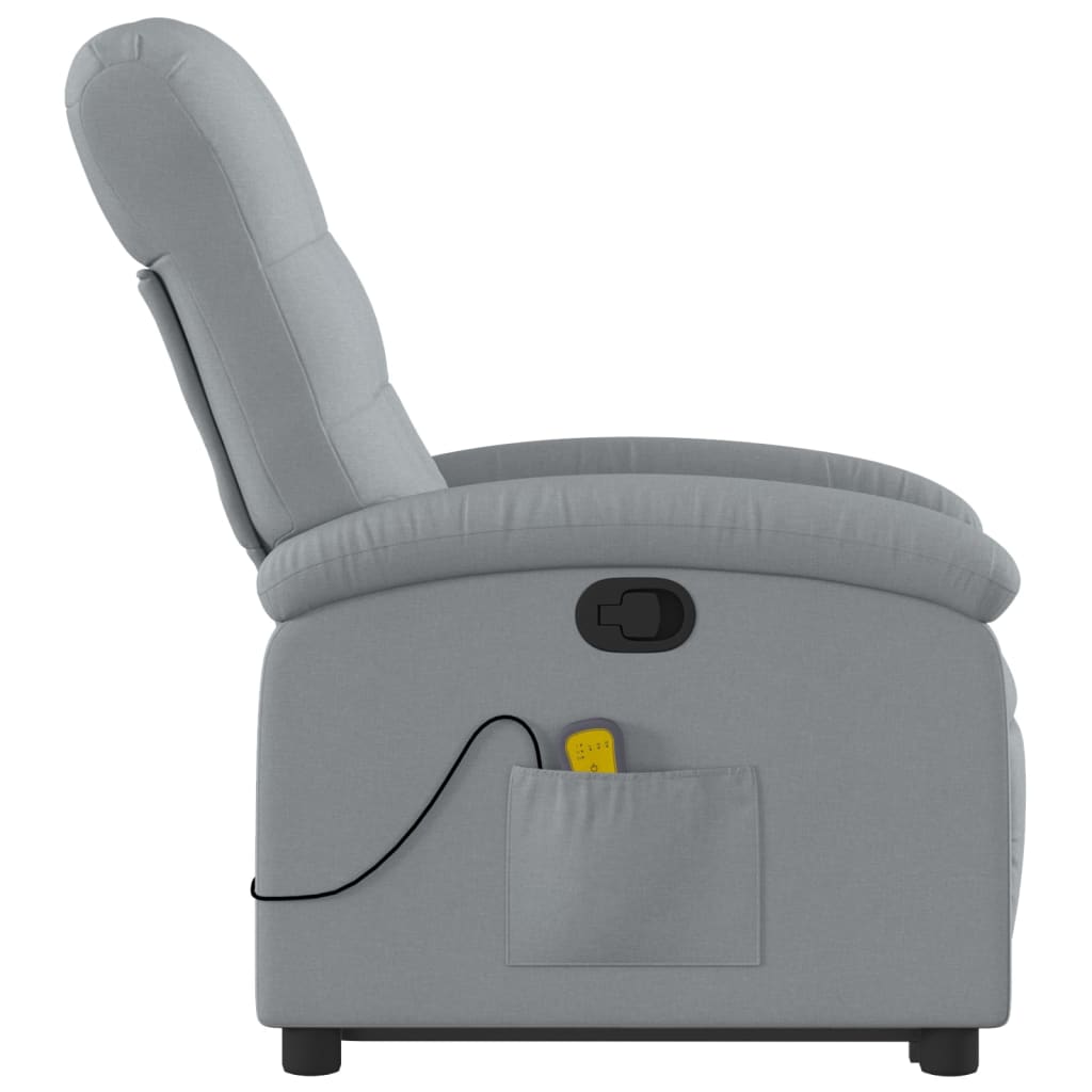 Stand up Massage Recliner Chair Light Gray Fabric