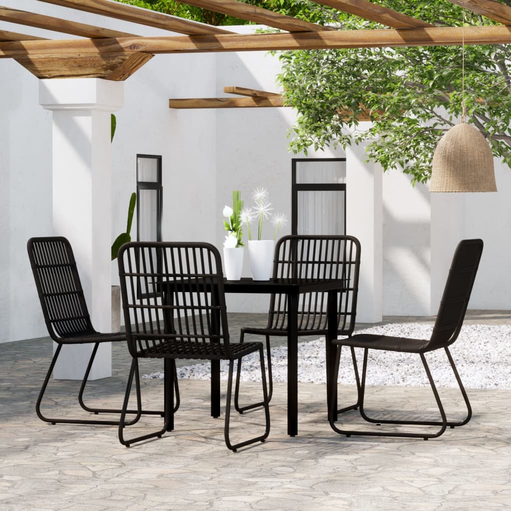 5 Piece Patio Dining Set Black