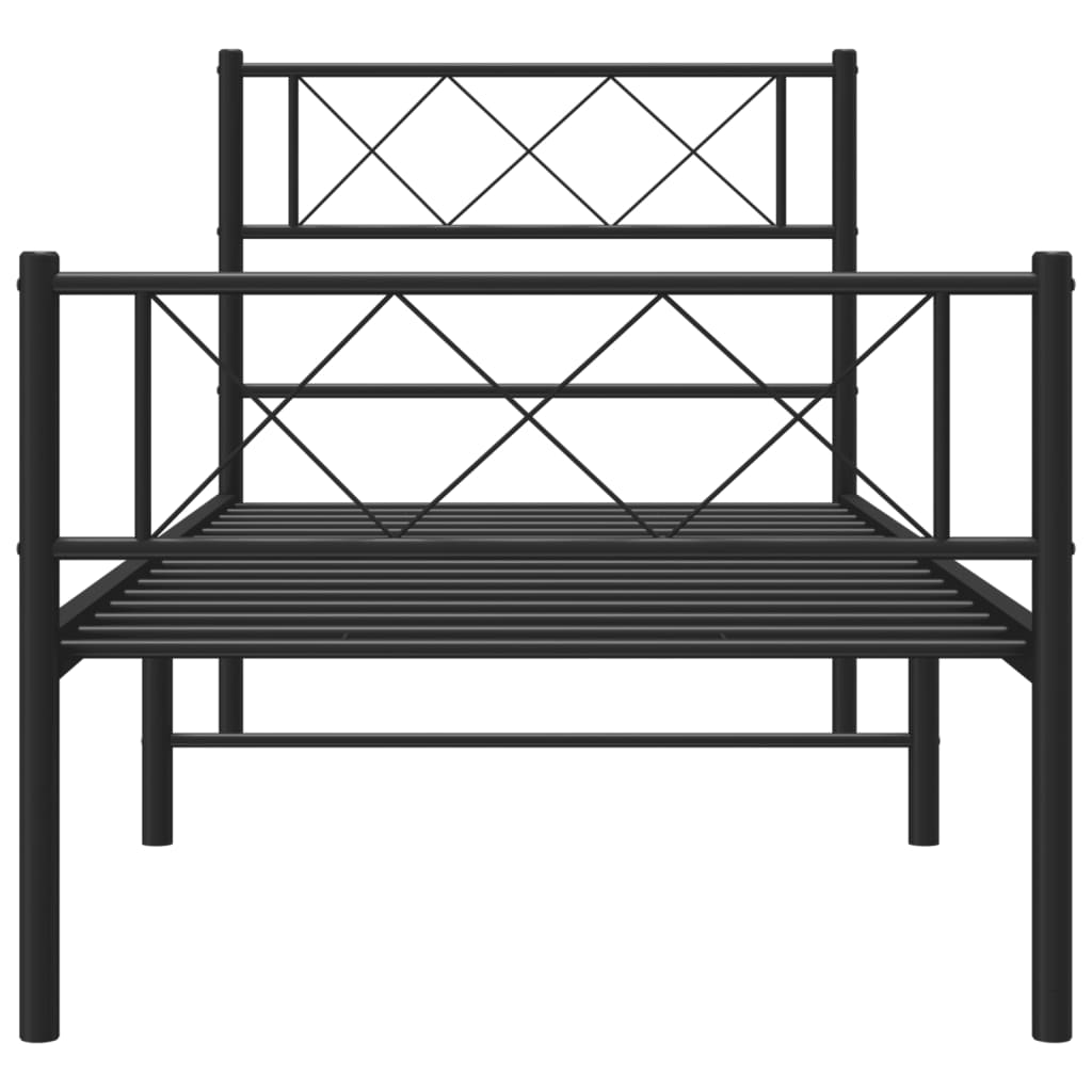 Metal Bed Frame without Mattress with Footboard Black 39.4"x74.8"