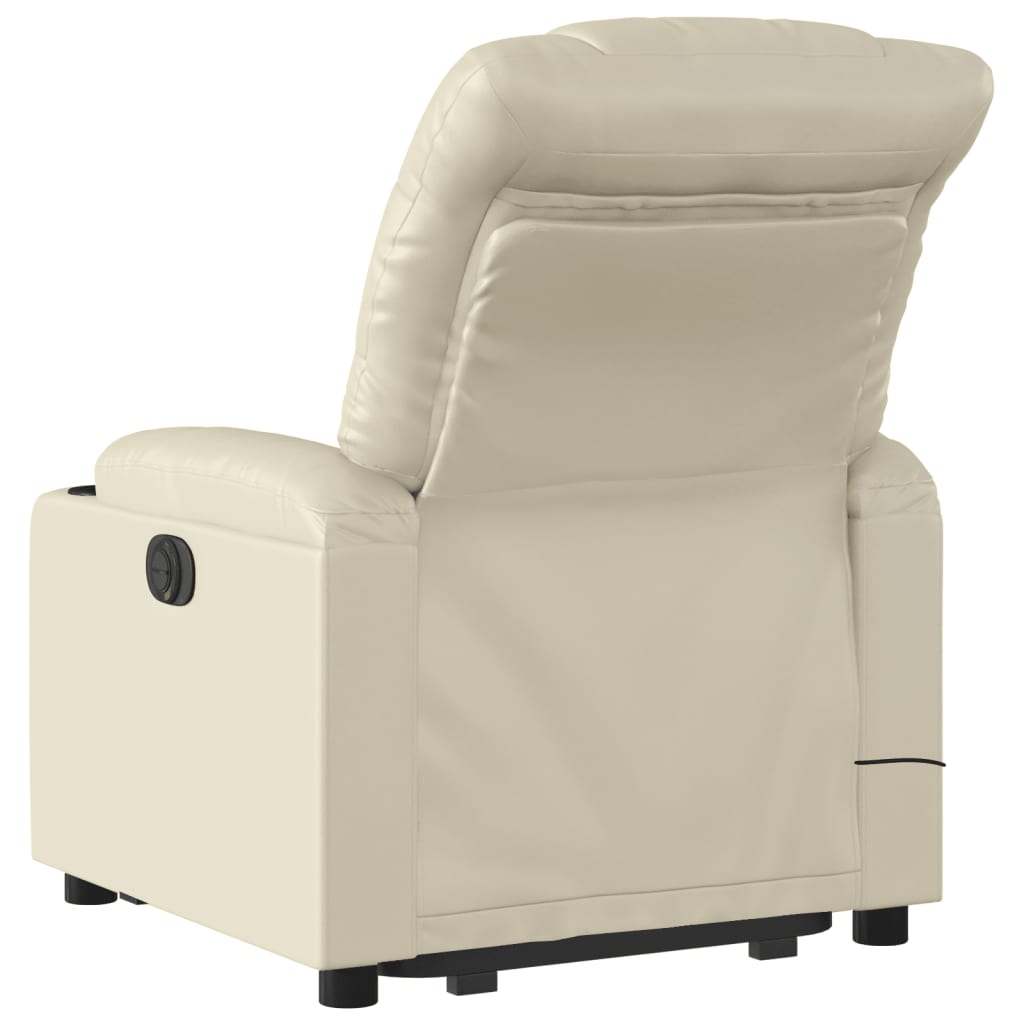 Electric Stand up Massage Recliner Chair Cream Faux Leather