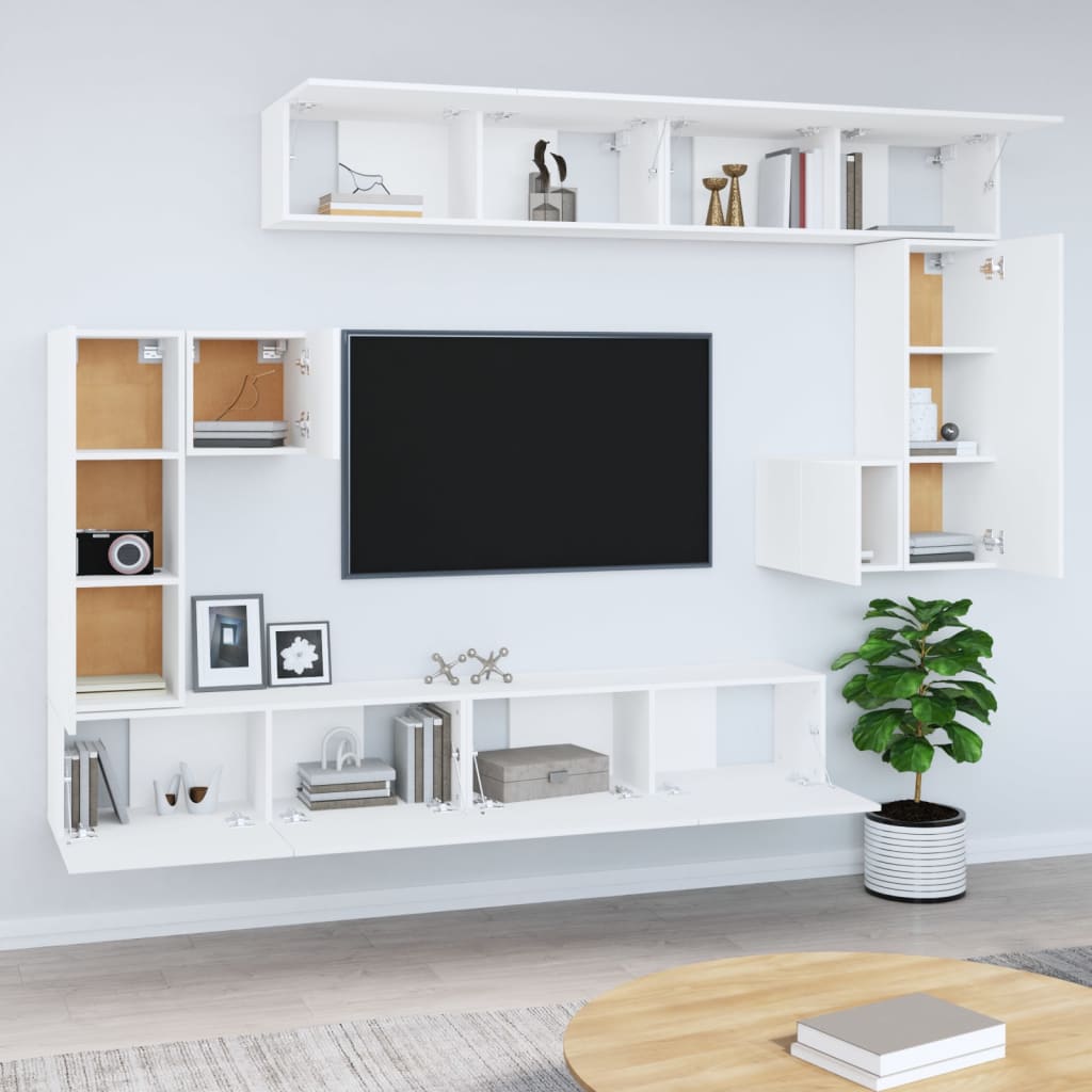 Wall-mounted TV Stand White Engineered Wood