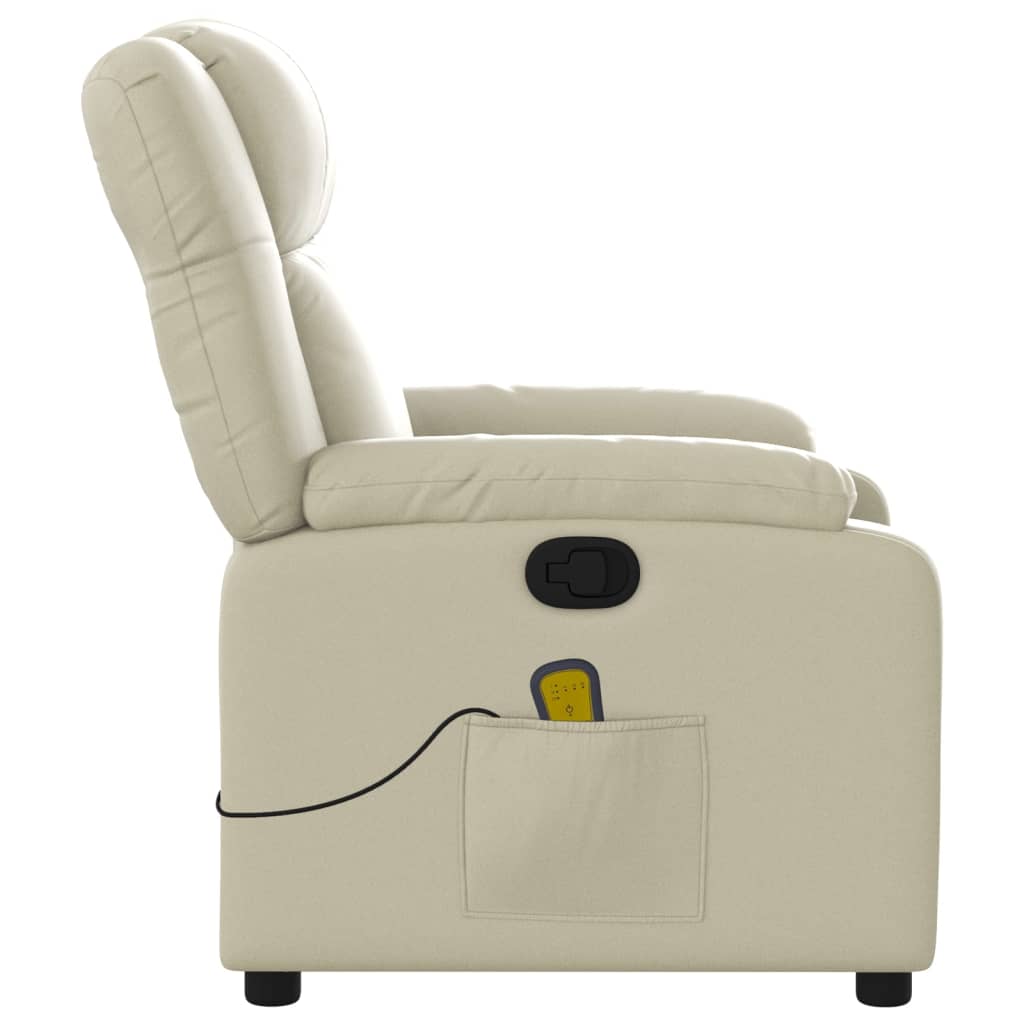 Massage Recliner Chair Cream Faux Leather