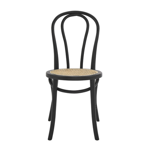 Set of Two Brown And Black Wood Curved Back Dining Side Chairs