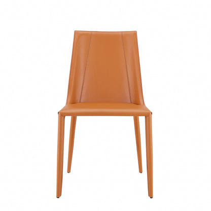 Sleek All Terra Cotta Faux Leather Dining or Side Chair