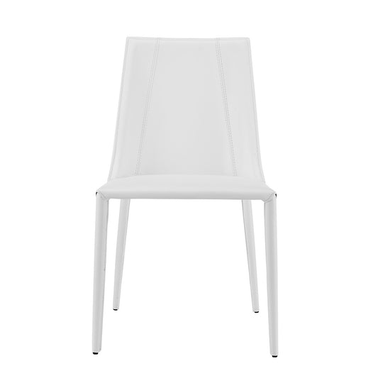 Sleek All White Faux Leather Dining or Side Chair