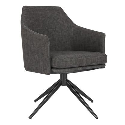 Dark Gray And Black Upholstered Fabric Dining Arm Chair