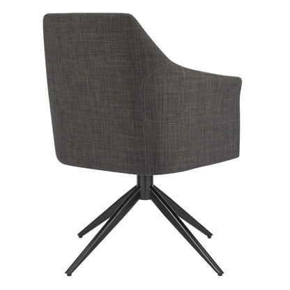 Dark Gray And Black Upholstered Fabric Dining Arm Chair