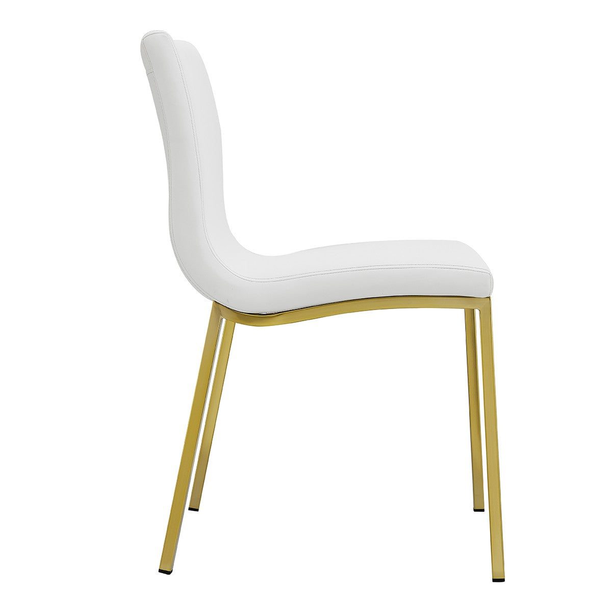 Set of Two Minimalist White Faux Faux Leather and Gold Chairs