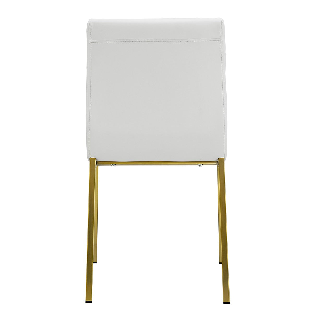 Set of Two Minimalist White Faux Faux Leather and Gold Chairs