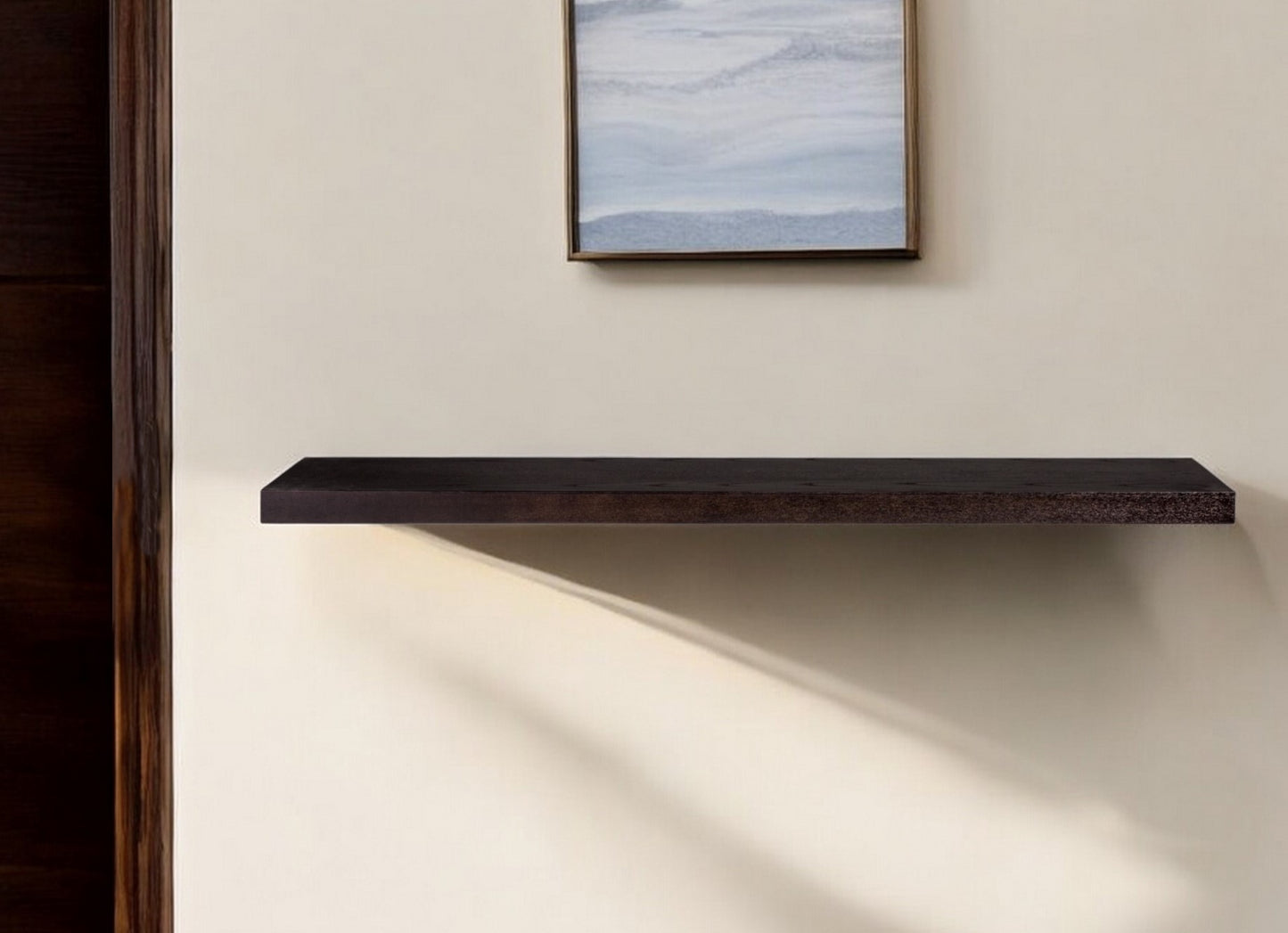 75" Espresso Wooden Wall Mounted Floating Shelf