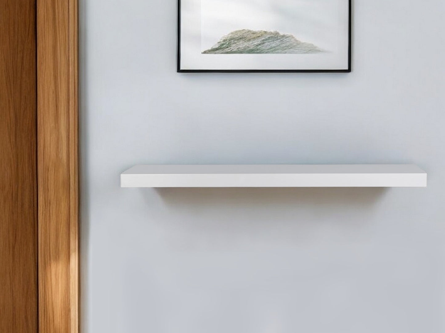 43" White Wooden Wall Mounted Floating Shelf