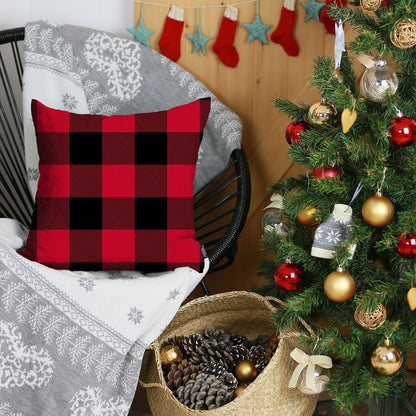 Red and Black Buffalo Plaid Throw Pillow