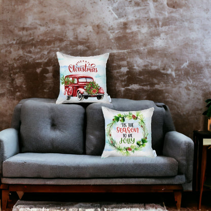 Set of Two Merry Christmas Tis the Season Thow Pillows