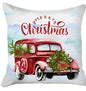 Set of 4 Merry Christmas Vintage Red Car Throw Pillows