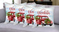 Set of 4 Merry Christmas Vintage Red Car Throw Pillows