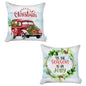 Set of Two Red White and Blue Merry Christmas Christmas Christmas Wreath Throw Pillow Cover