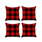 Set of 4 Red and Black Buffalo Plaid Throw Pillow Cover