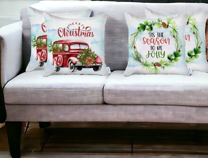 Set of 4 Merry Christmas Tis the Season Thow Pillow Covers