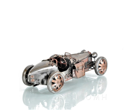 c1924 Bugatti Bronze and Silver Racecar Model Sculpture