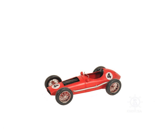 6" Red Metal Hand Painted Model Car Tabletop Sculpture