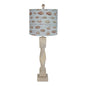 30" Taupe Standard Table Lamp With Blue Shade