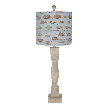 30" Taupe Standard Table Lamp With Blue Shade