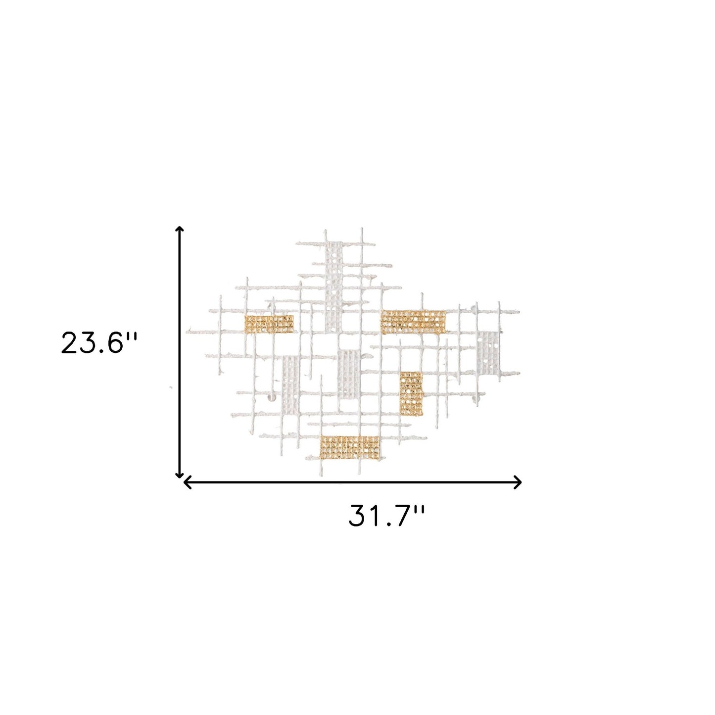 Contemporary White and Gold Geo Grid Wall Art