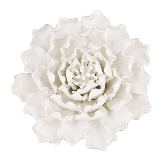 6" Off White Sculptural Flower Ceramic Wall Decor