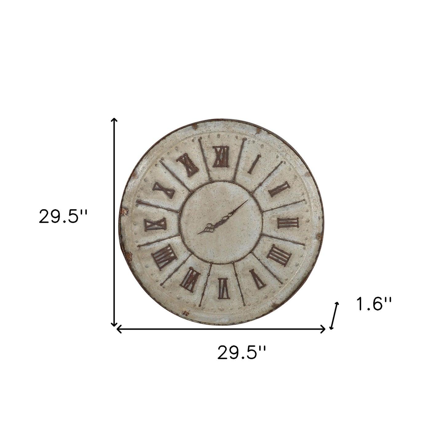 Rustic Farmhouse Distressed Tin Round Wall Clock