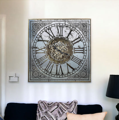 Silver And Gold Antique Style Square Wall Clock